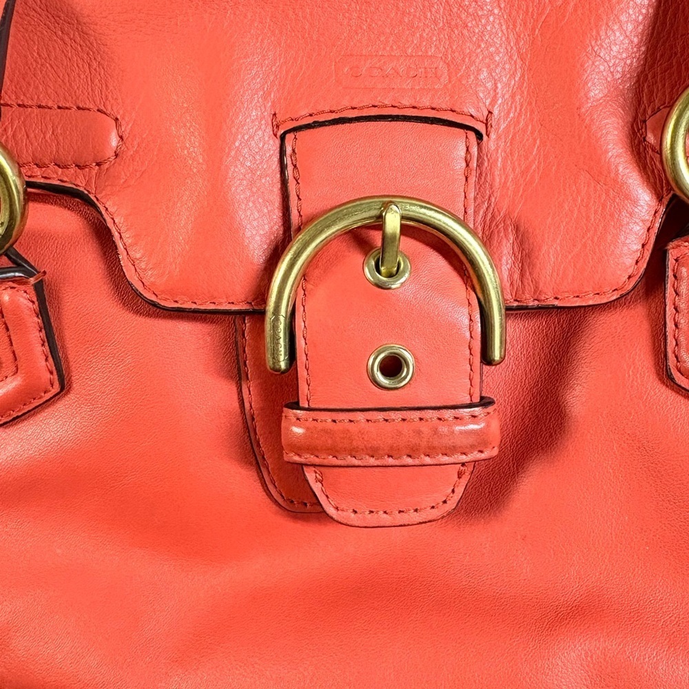 Coach SoHo Leather Satchel Coral red with Gold Accents - Picture 5 of 7